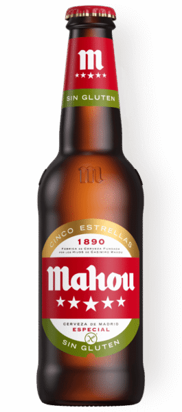 Mahou Sin Gluten, ligera y refrescante. Perfecta para acompañar quesadillas y platos mexicanos, apta para dietas sin gluten.