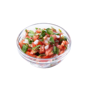 Pico de gallo tradicional mexicano con tomate, cebolla, cilantro y limón, fresco y ligero.